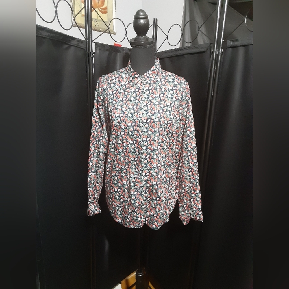 J. Crew Women's Floral Button Down Shirt Multicolor Size 14 Casual Boho Hippie